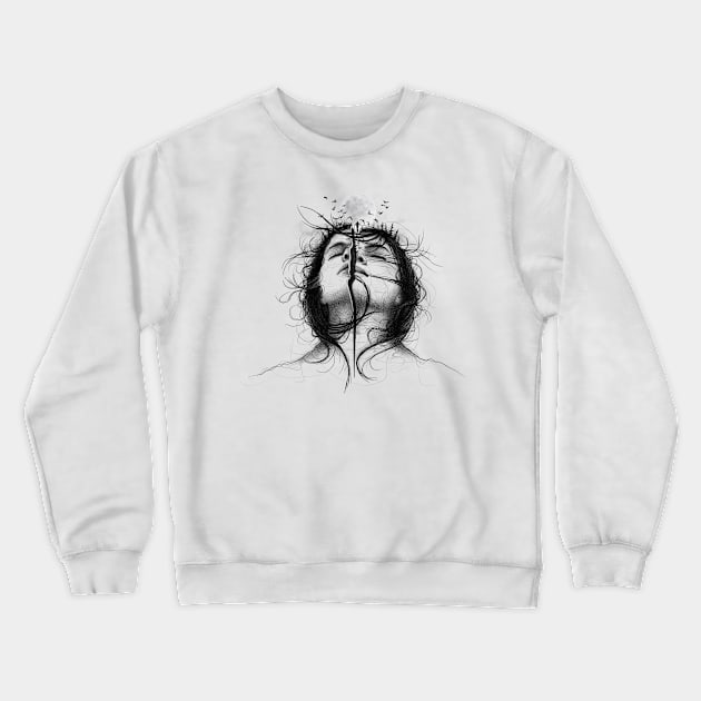 Sad girl digital illustration, hand drawn sketch Crewneck Sweatshirt by ilhnklv